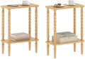 TUTOTAK Narrow Side Table with Solid Wood Legs, Small End Table Set of 2