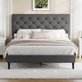 Lullabyre Full Bed Frame with Headboard, Upholstered Platform Bed, Grey