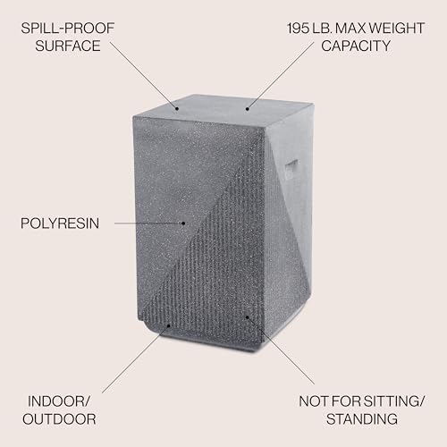 JONATHAN Y Adrian Outdoor Side Table Stool Polyresin 21", Gray Terrazzo