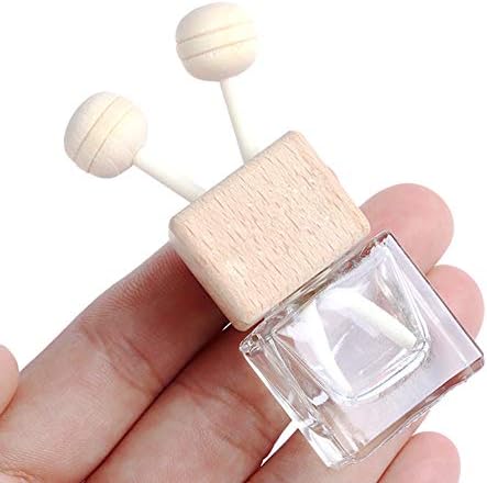 10 Pack,8ml Clear Glass Car Air Freshener Perfume Clip Diffuser,Empty Essential Oil Perfume Vials Diffuser Vent Outlet,Thick Glass Ornament With Wooden Caps,FREE Funnel,Dropper