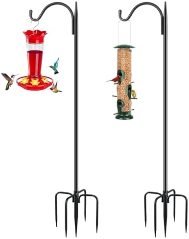 FEED GARDEN 48'' Shepherds Hook for Outdoor, 5-Prong Base Bird Feeder Pole