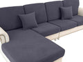 LA MEACK Couch Cushion Covers for Sectional Sofa L Shape Washable Separate Seat Chaise Couch Cover Stretch Sofa Slipcovers with 2 Pcs Pillowcases(3 Seater + 1 Chaise, Dark Grey)