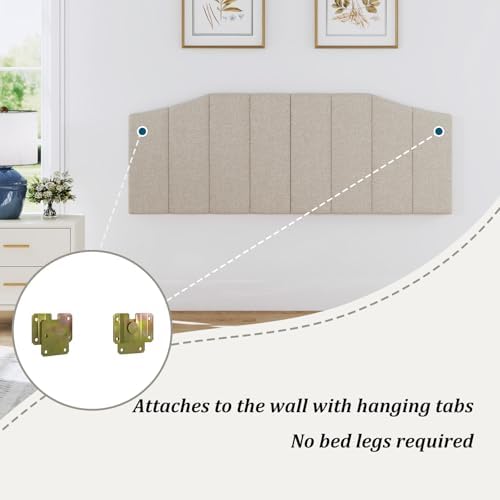 Furpopup Linen Queen Size Headboard Only, Wall and Bed Frame Mount, Beige
