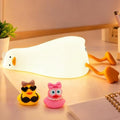 FAMIDUO Lying Flat Duck Night Light, Silicone Rechargeable Touch LED Lamp