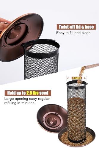 Gtongoko Finch Feeders for Outside All Metal Mesh Tube Bird Feeder Copper