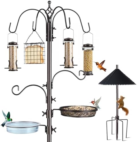 94-Inch Bird Feeding Station Kit, 6-Hook Pole with Squirrel Baffle