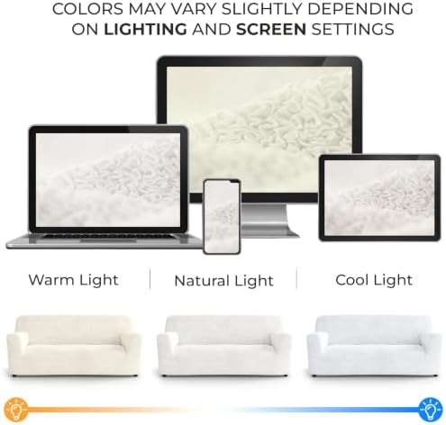 PAULATO Premium Stretch Couch Covers for Sofa - Sofa Chair Cover Washable, Dogs & Pets Friendly - Elastic Polyester Loveseat Slipcovers - Non-Slip Love Seat Couch Covers - Crisp White (64"-85" Wide)