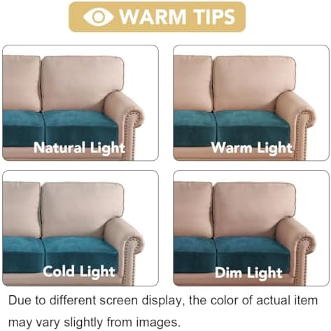 H.VERSAILTEX Velvet Stretch Couch Cushion Cover Plush Cushion Slipcover for Chair Loveseat Sofa Cushion Furniture Protector Seat Cushion Sofa Cover (2 Piece Large Sofa Cushion Covers, Deep Teal)