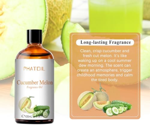 PHATOIL Cucumber Melon Fragrance Oil for Diffuser Aromatherapy 3.38FL.OZ