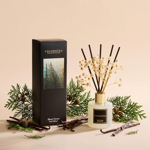 COCORRÍNA Reed Diffuser - Black Forest 3.38 fl oz Reed Diffuser for Bedroom Bathroom Home Décor