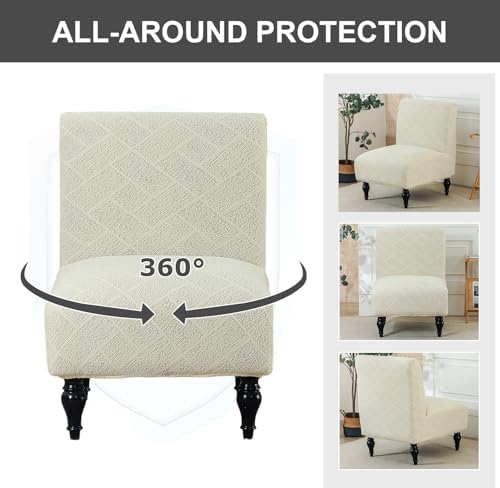 Eco-Ancheng Armless Chair Slipcover Removable Armless Accent Chairs Covers Washable Armless Slipper Chair Slipcover Printed Armless Chair Furniture Protector Covers for Living Dining Room Hotel