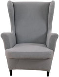 HAOYONG Jacquard Wingback Chair Cover Thickening Armchair Covers 2 Pieces Wingback Chair Slipcover Stretch Chair Slipcovers Removable Non-Slip Armchair Protector Cover with Elastic Bottom