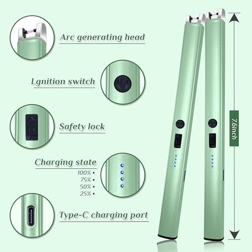 2 PCS Candle Lighter,Windproof Flameless Rechargeable Electric Lighter