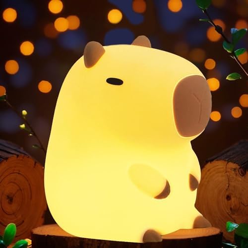 Cute Capybara Night Light, LED Squishy Night Lamp, 2 Levels Dimmable Nursery Nightlight, Rechargeable Touch Lamp, Dorm Decor, Funny Gifts (Normal)