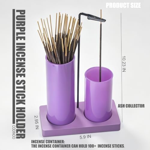 2 in 1 Incense Burner Holder for Sticks,Glass Incense Holder with Storage,Upside Down Incense Holder for Sticks with Glass Ash Catcher for Meditation Yoga Spa Room Home Decor[Full Purple]