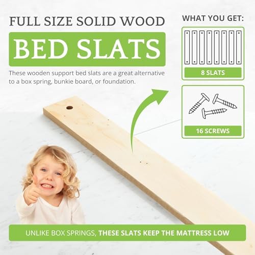 Replacement Bed Slats for Twin, Full, Queen & King Beds; Solid Wood Support