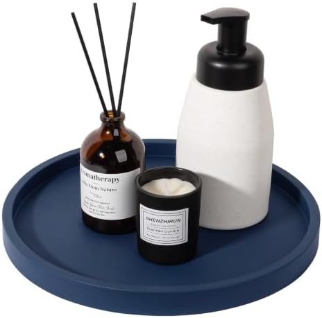 Silicone Bathroom Tray Coffee Table Decor Perfume Organizer, 10" Dark Blue