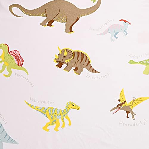 Bedding Fitted Sheet with Deep Pocket,Dino Printed Fabric Bed Sheets,Soft Dino Pattern Sheets for Kids Twin Size Bed (White(Dinosaur), Twin)