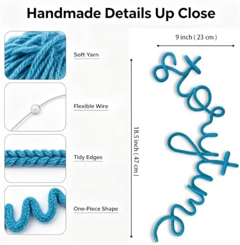 Handmade Storytime Wall Sign Knitted Wire Storytime Sign Reading Corner Sign Wall Decor Story Time Wall Sign Wire Letters Book Corner Decor for Nursery Room & Playroom (Blue S)
