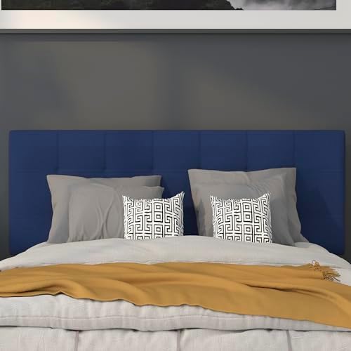 BizChair Quilted Tufted Upholstered Full Size Headboard in Navy Fabric