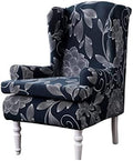 HAOYONG Wing Chair Slipcovers Printed Wingback Chair Covers 2 Pieces Wingback Armchair Slipcover Stretch Chair Slip Covers Washable Armchair Protector Cover for Living Room and Bedroom