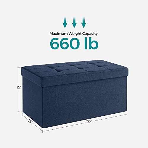 SONGMICS 30 Inches Folding Storage Ottoman Bench, Load 660 lb