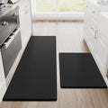 StepRite Kitchen Mats for Floor, 2-Piece Anti-Fatigue Kitchen Rugs, Black