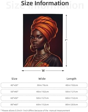 African American Black Woman Fleece Throw Blanket Ultra Soft Cozy Decorative Flannel Blanket for Home Bed Couch Chair Travel 60x50in