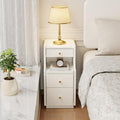 AQIMUELE Solid Wood Narrow Nightstand with 3 Drawers,Creamy White 11.8"