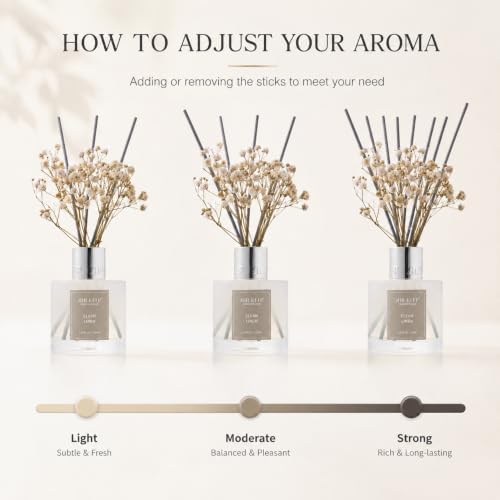 Airkeep Reed Diffuser Set,3.38 fl oz (100 ml) - Sandalwood Rose Oil Diffusers with 8 Reed Sticks,Home Fragrance Reed Diffuser for Bathroom Shelf Decor