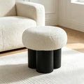 Teddy Ottoman Footrest Stool, Round Upholstered Vanity Stool for Bedroom