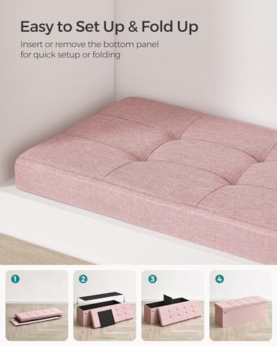 SONGMICS 43.3 Inches Folding Storage Ottoman Bench, Load 660 lb