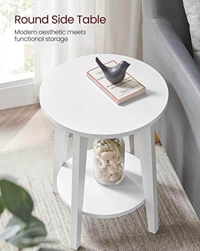 VASAGLE Round Side Table with Lower Shelf, End Table for Small Spaces