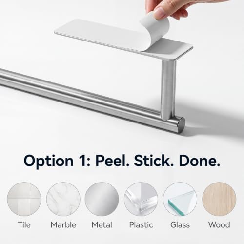 Paper Towel Holder,Self-Adhesive or Drilling， Brushed Nickel, 1 Pack
