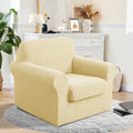 2 Pieces Stretch Chair Cover For Sofa Slipcover, 1 Seat, Beige