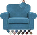 WEERRW Velvet Stretch 2 Pieces Chair Sofa Slipcovers Washable, Peacock Blue
