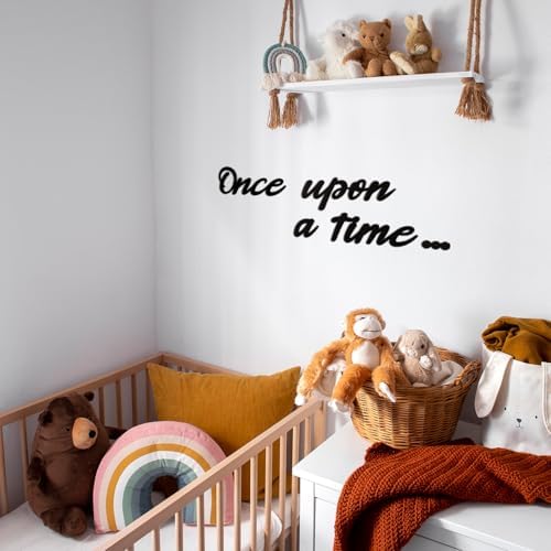 Once Upon a Time Wood Sign, Black Kids Reading Corner Nursery Wall Decor