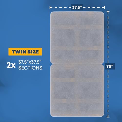 Greaton, 1.5-Inch Split Wood Bunkie Board Twin Size, Under Mattress Support, Fits Bed Frames, bunk beds, Fully Assembled, Breathable Fabric Cover, Replaces Bed Slats or Box Spring