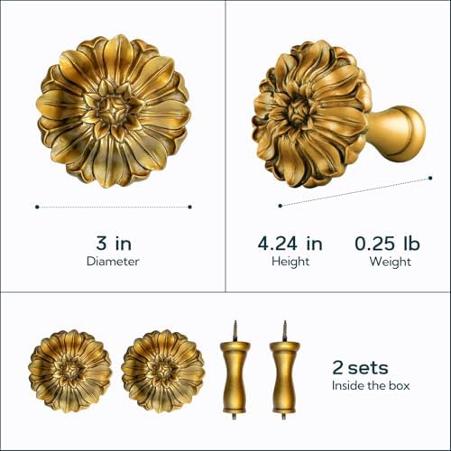 LOPGT Set of 2 Vintage Curtain Holdbacks Wall Mounted with Screws, Gold