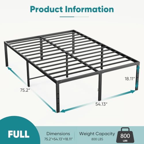 DUMOS Full Bed Frames, 18 Inch Height Metal Platform Bed Frame