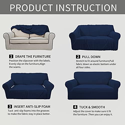 Easy-Going Stretch Oversized Chair Slipcover with Arm Washable Navy