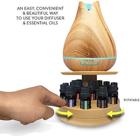 Aromatherapy Essential Oil Diffuser Gift Set with 20 Oils and Rotating Display Stand - 400ml Ultrasonic Diffuser with 20 Essential Plant Oils - 4 Timer & 7 Ambient Light Settings