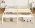 Allewie Full Size Bed Frame, 14 inch Metal Beds with Storage Space, Beige