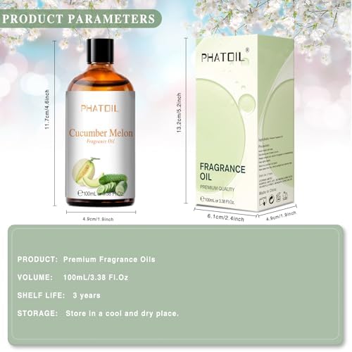PHATOIL Cucumber Melon Fragrance Oil for Diffuser Aromatherapy 3.38FL.OZ
