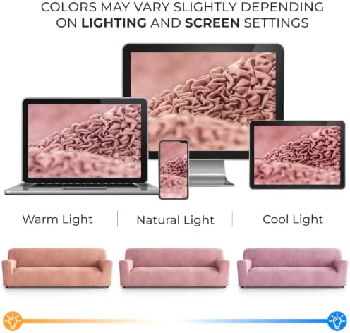 PAULATO Premium Stretch Couch Covers for Sofa - Sofa Chair Cover Washable, Dogs & Pets Friendly - Elastic Polyester Loveseat Slipcovers - Non-Slip Love Seat Couch Covers - Coral Pink (86"-120" Wide)