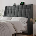 ONBRILL Ergonomic Headboard Queen Size with Charging Station, Dark Grey