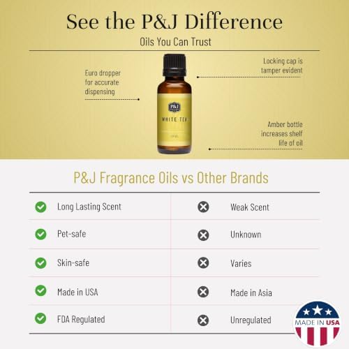 P&J Trading - White Tea Scented Oil 30ml - Fragrance Oil for Candle Making, Soap Making, Diffuser Oil
