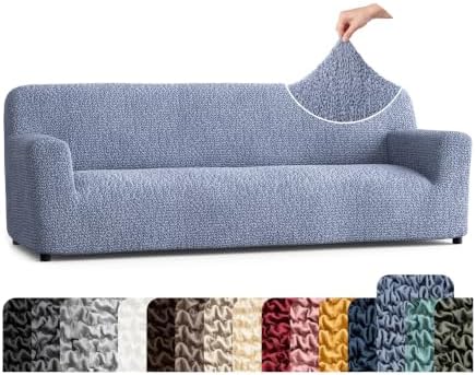 PAULATO Premium Stretch Couch Covers for Sofa - Sofa Chair Cover Washable, Dogs & Pets Friendly - Elastic Polyester Loveseat Slipcovers - Non-Slip Love Seat Couch Covers - Blue (86"-120" Wide)