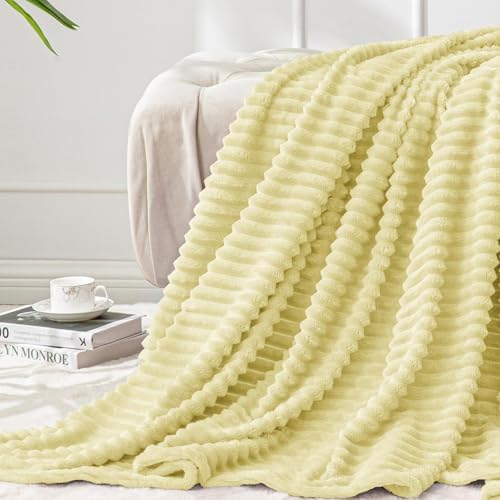 BEDELITE Transparent Yellow Fleece Throw Blanket for Couch, 50x60 Inch