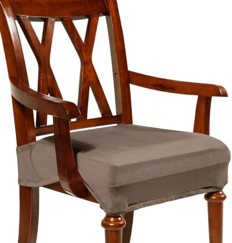 Havawish Extra Wide Dining Chair Seat Covers, Light Coffee, Velvet, 1 Pcs